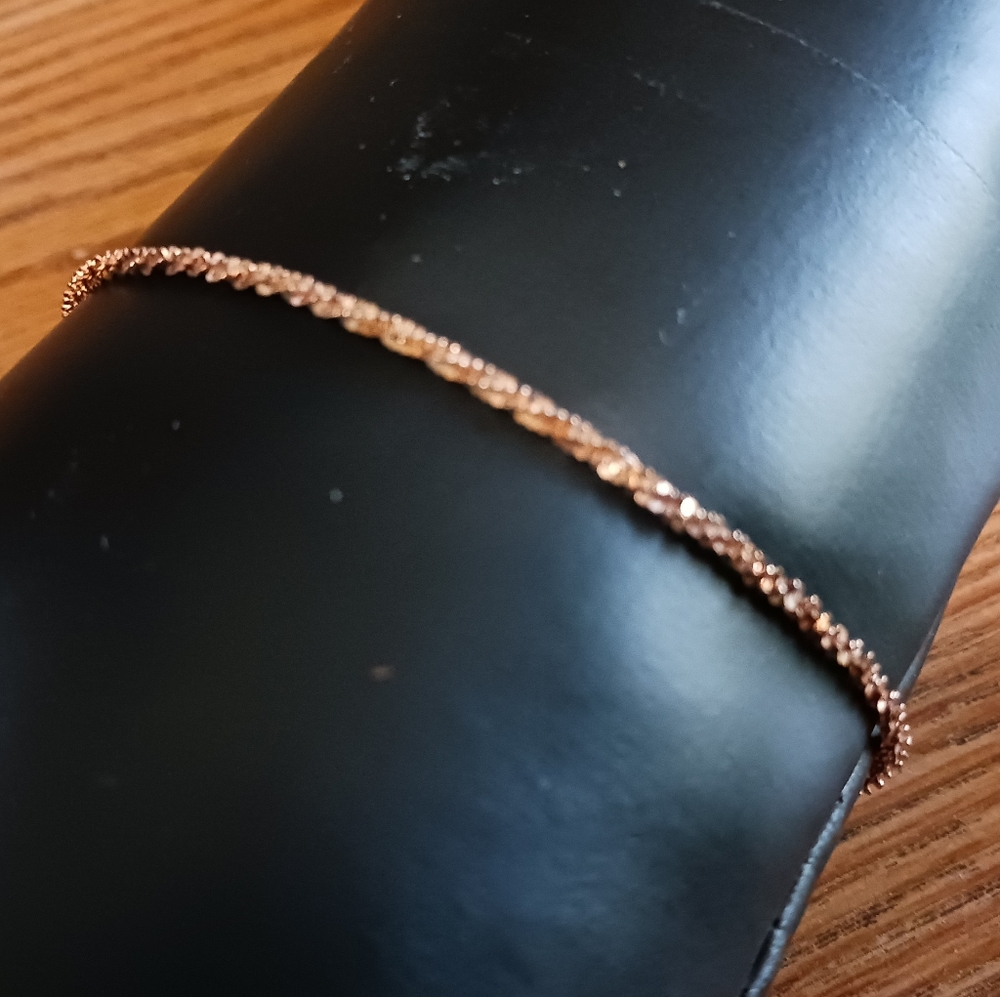 Italian 14K Rose Gold Over Stamped 925 Sterling Silver Sparke Mesh Bracelets